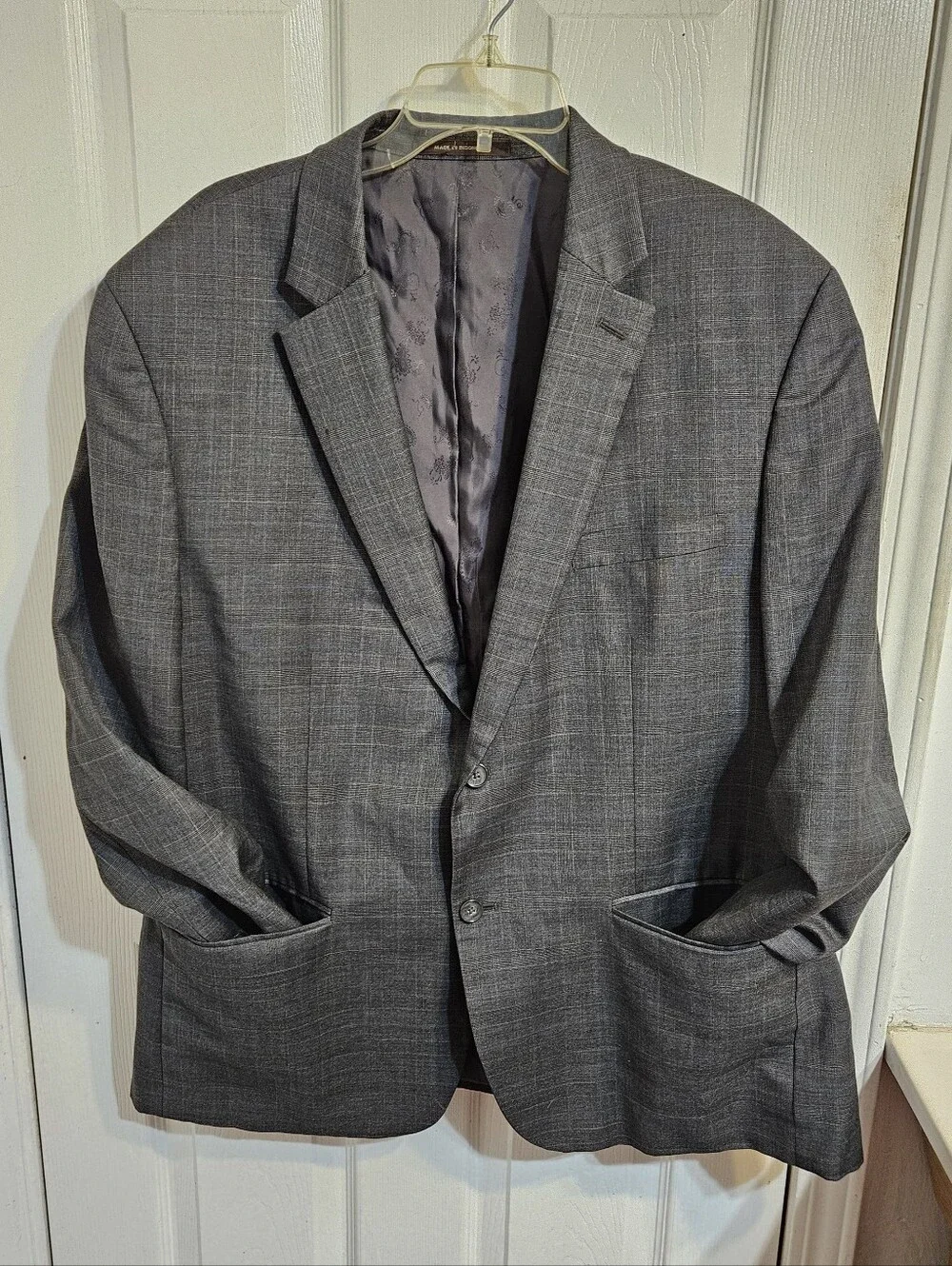 Tasso Elba Exclusive for Macy Blazer Coat Jacket Gray 100% Wool Size 46R Regular